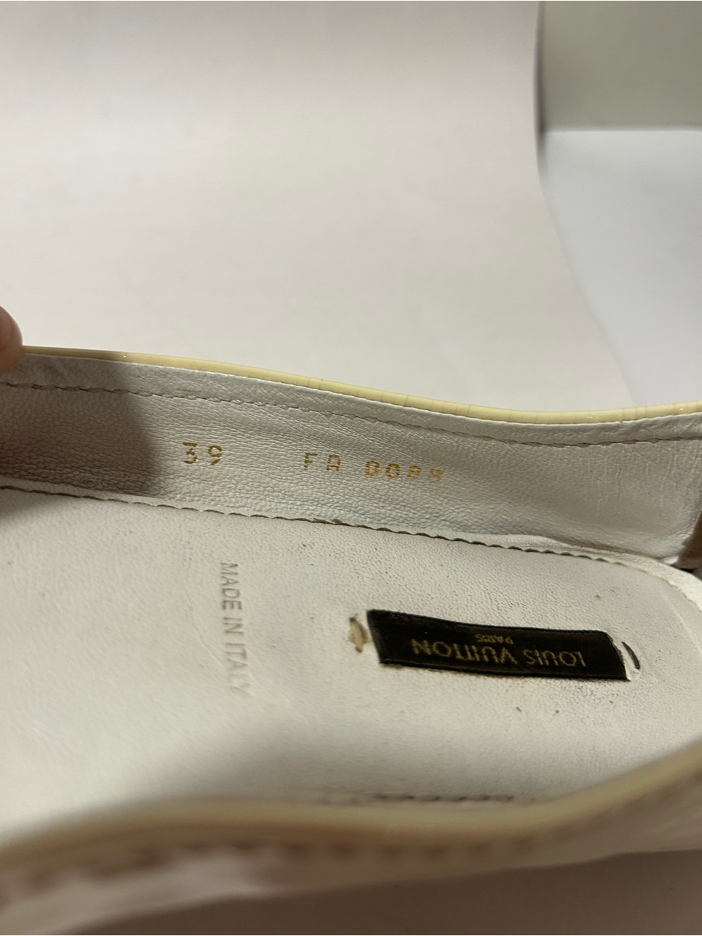 Louis Vuitton Cream Patent Leather Ballet Flats with Gold LV Hardware - Picture 8 of 8